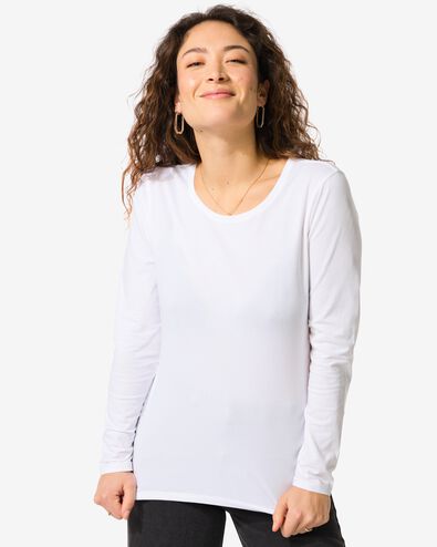dames basic t-shirt wit S - 36396077 - HEMA