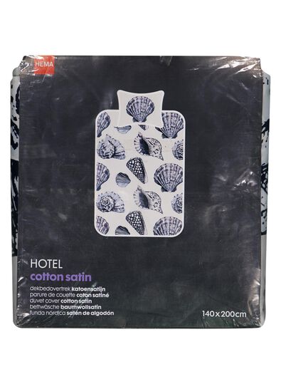 dekbedovertrek - hotel katoen satijn - schelp zeeblauw - 1000014065 - HEMA
