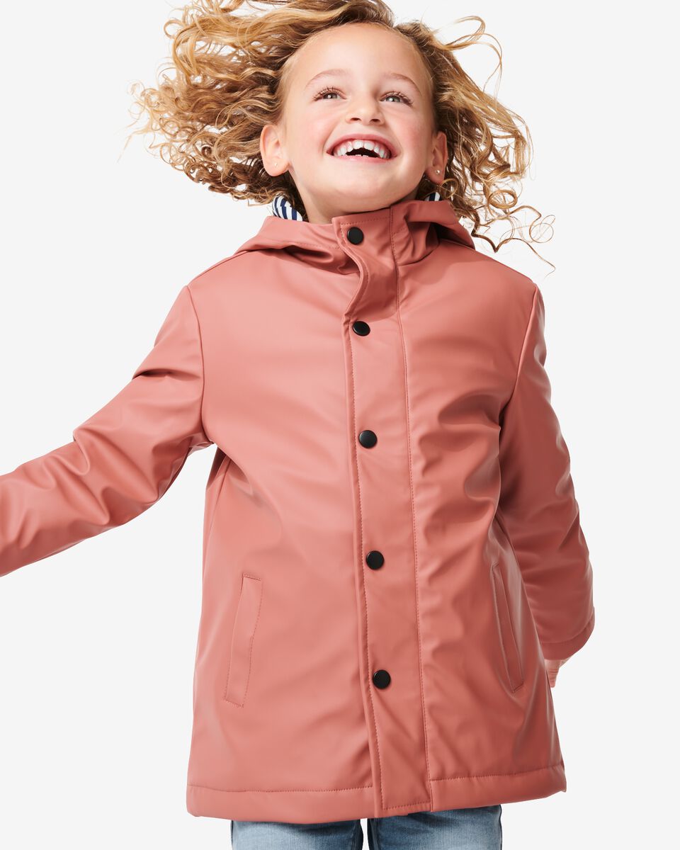 Verwant Dij bevestigen kinder jas met rubbercoating en capuchon roze - HEMA