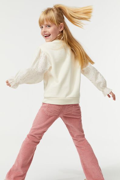 kindersweater met ajour mouwen gebroken wit - 1000029027 - HEMA