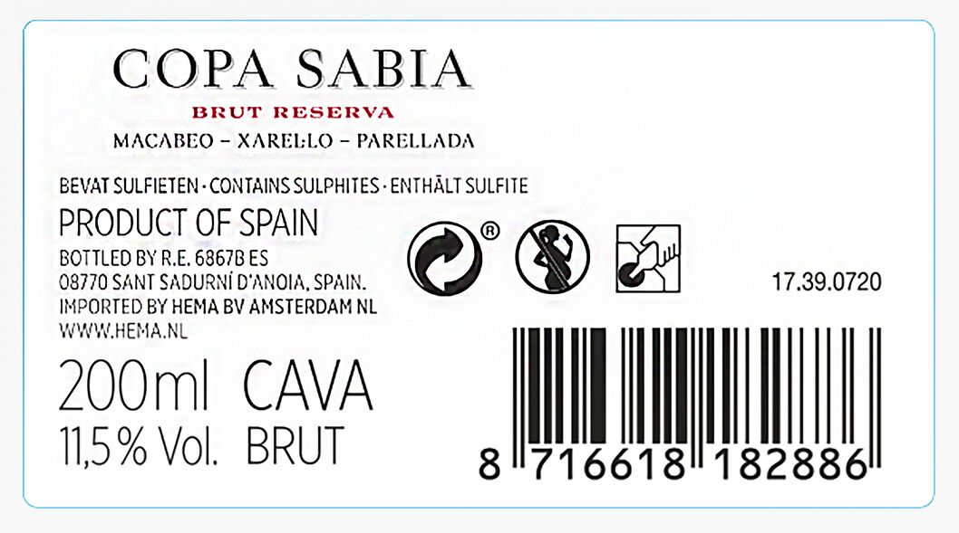 Copa Sabia cava brut 0.2L - 17390720 - HEMA
