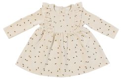 baby jurk met ruffle rib velours ecru ecru - 1000029126 - HEMA