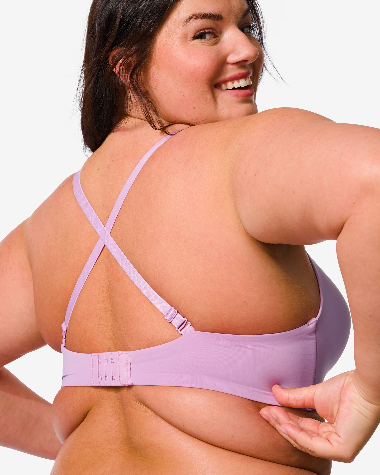 voorgevormde bh zonder beugel recycled/micro roze 75B - 21800666 - HEMA