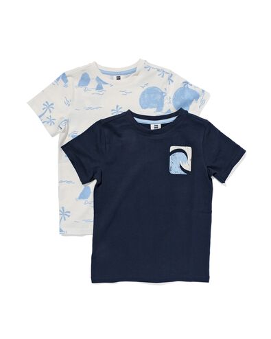kinder t-shirt eiland - 2 stuks blauw blauw - 30781806BLUE - HEMA
