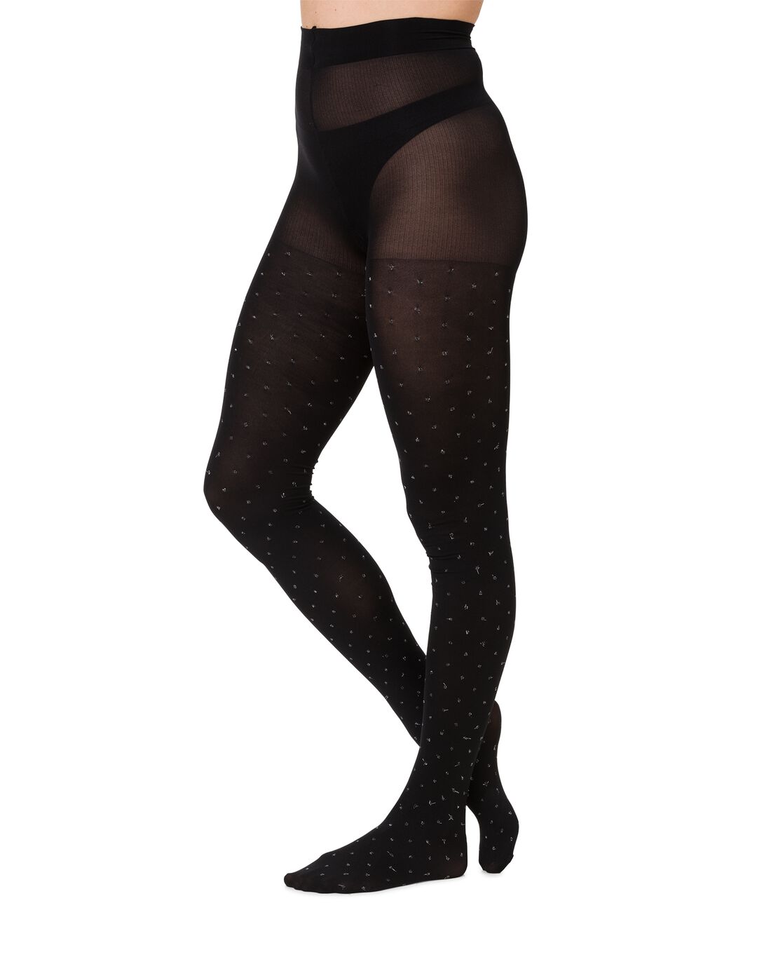 HEMA Panty Fashion Glitter Stip 60denier Zwart (zwart)