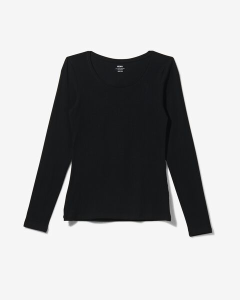 dames basic t-shirt zwart S - 36396081 - HEMA