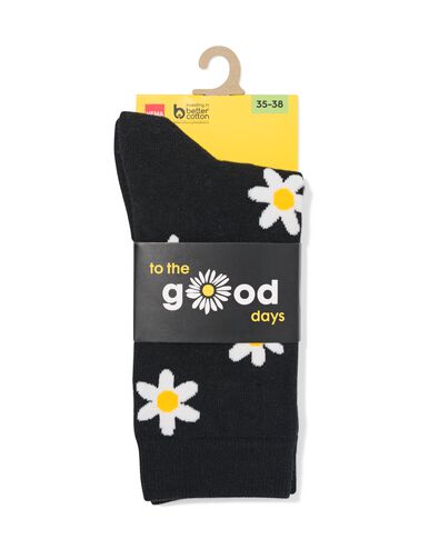 sokken met katoen madeliefjes zwart zwart - 4141105BLACK - HEMA