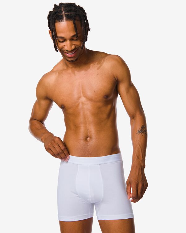 herenboxers lang real lasting cotton - 2 stuks wit wit - 1000009780 - HEMA