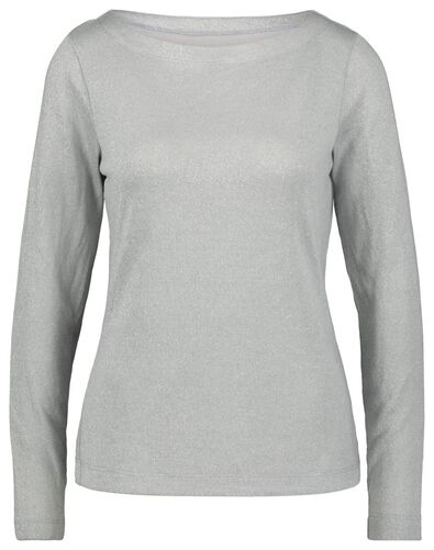 dames t-shirt glitter grijs - 1000021678 - HEMA