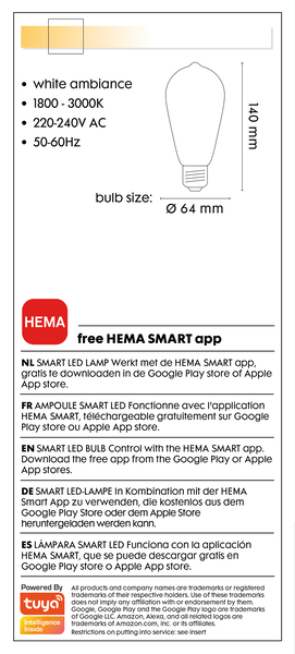 smart LED lamp edison 7W - 806 lm - goud - 20000032 - HEMA