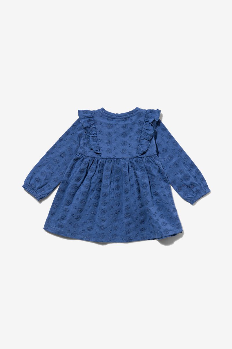 baby jurk met borduur blauw 98 - 33048137 - HEMA