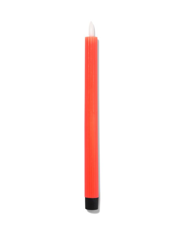 LED ribbel kaars met wax Ø2.3x28.3 fluo oranje - 13550073 - HEMA