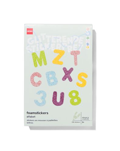 foamstickers alfabet glitter - 258 stuks - 15970113 - HEMA
