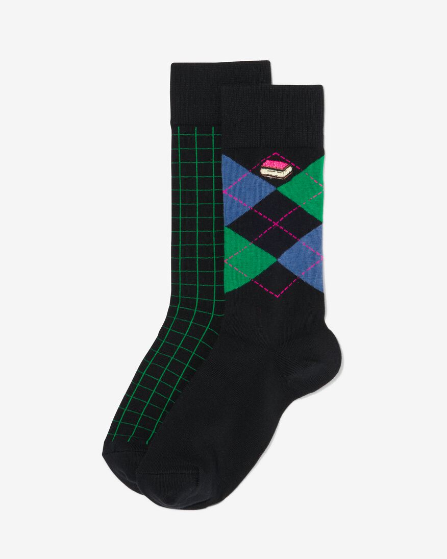 heren sokken met katoen - 2 paar zwart zwart - 4130770BLACK - HEMA