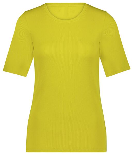 dames t-shirt rib geel - 1000024813 - HEMA