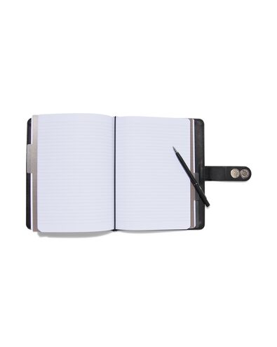 navulbaar notitieboek zwart A5 gevuld met lijntjes - 14170081 - HEMA