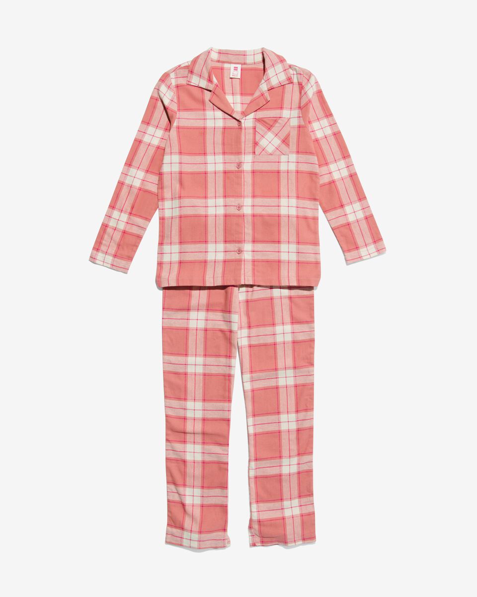kinder pyjama flanel met ruiten roze roze - 23070480PINK - HEMA