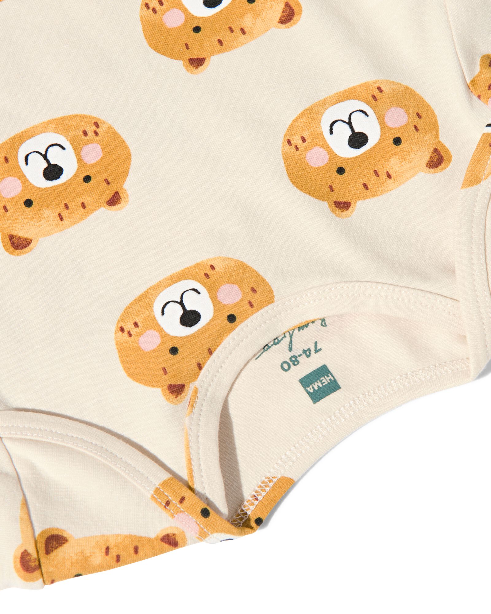 meegroei romper rib met bamboe stretch beren beige beige - 1000030056 - HEMA