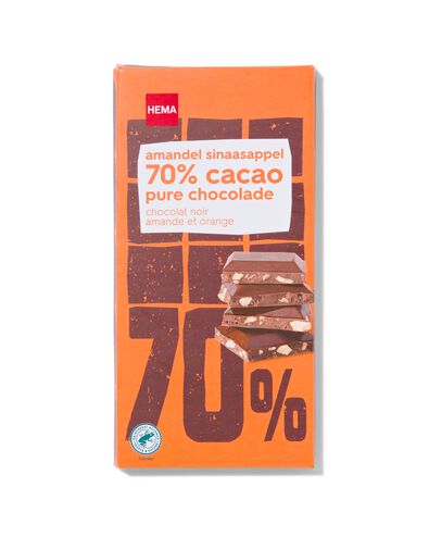 chocoladereep 70% puur amandel sinaasappel 90gram - 10350040 - HEMA chocoladereep 70% puur amandel sinaasappel 90gram - 10350040 - HEMA