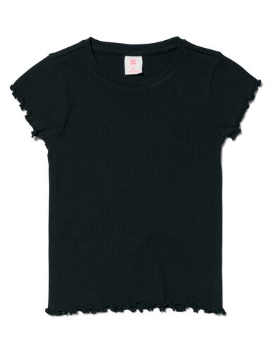 kinder t-shirt met ribbels zwart 110/116 - 30874152 - HEMA