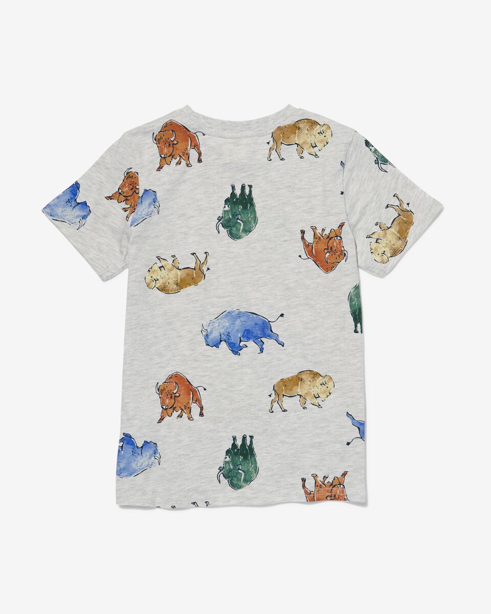 kinder t-shirt bizons grijsmelange grijsmelange - 1000031682 - HEMA