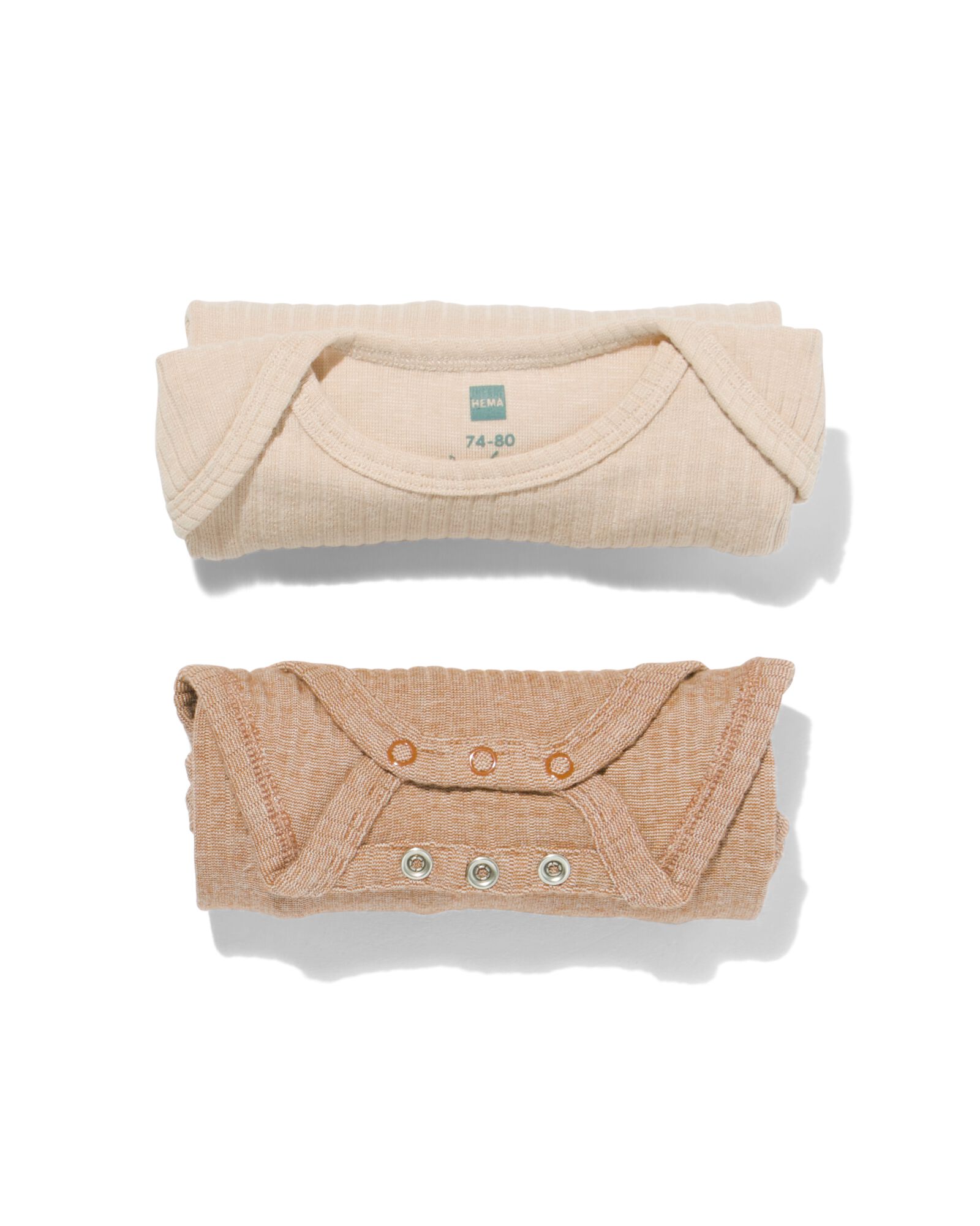 meegroei rompers rib met bamboe stretch - 2 stuks bruin bruin - 33395720BROWN - HEMA