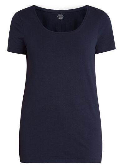 dames t-shirt donkerblauw S - 36398157 - HEMA