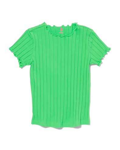 kinder t-shirt met ribbels groen 110/116 - 30834049 - HEMA