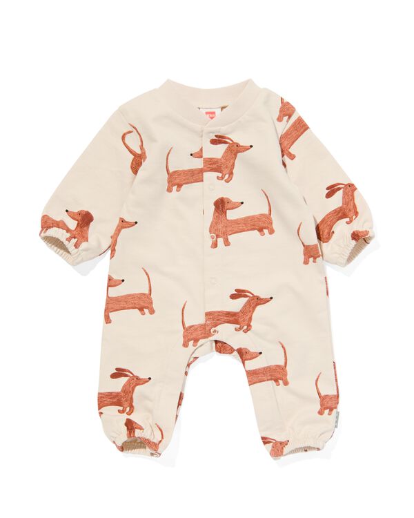 newborn jumpsuit sweat hond ecru ecru - 33474510ECRU - HEMA