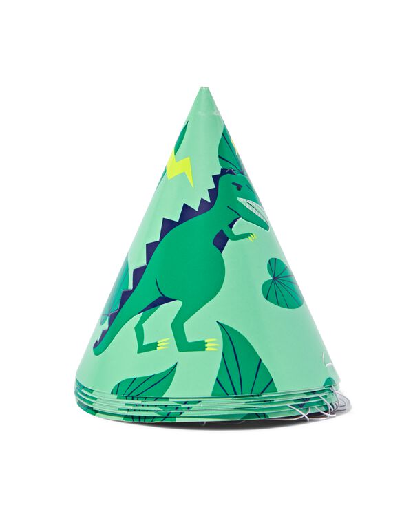 feesthoedjes papier Ø12cm dino - 8 stuks - 14200420 - HEMA