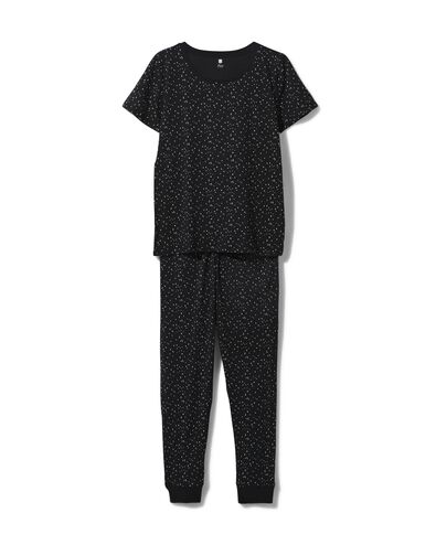 dames pyjama katoen zwart S - 23400301 - HEMA