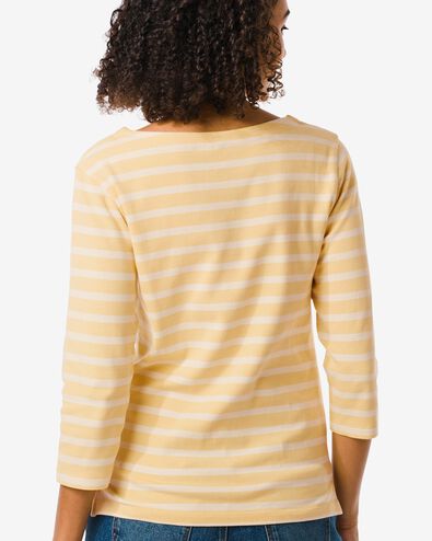 dames t-shirt Cara met boothals en strepen geel - 36351670YELLOW - HEMA