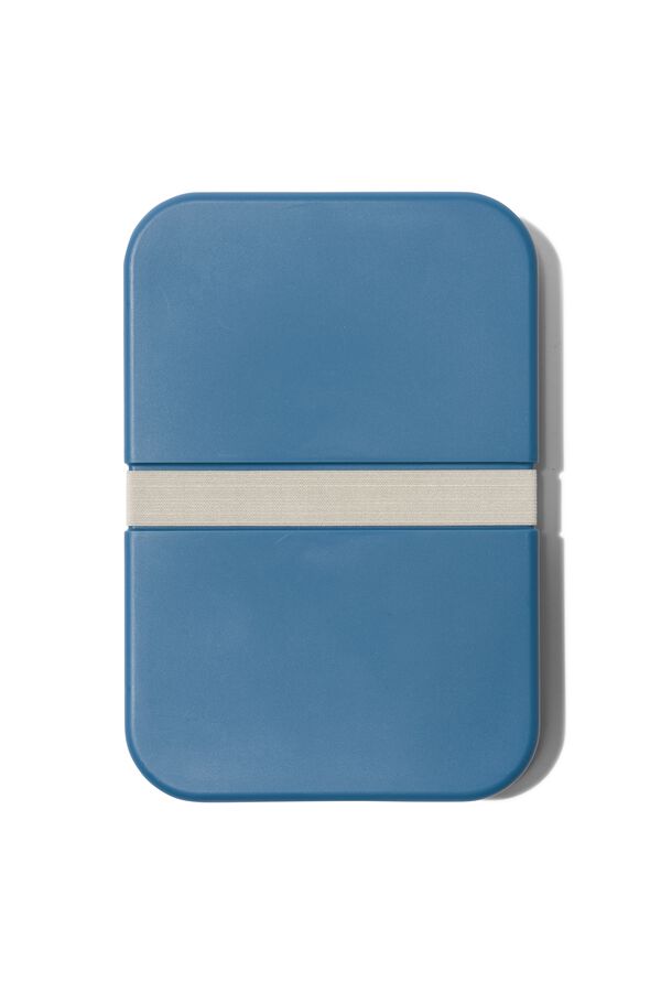 platte lunchbox XL met elastiek blauw - 80650087 - HEMA