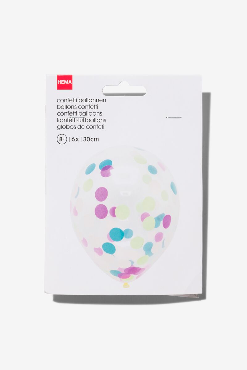 confetti ballonnen 30cm - 6 stuks - 14200760 - HEMA