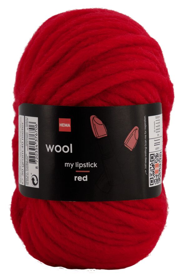 garen wol 50gram 40m rood rood wol - 1400239 - HEMA