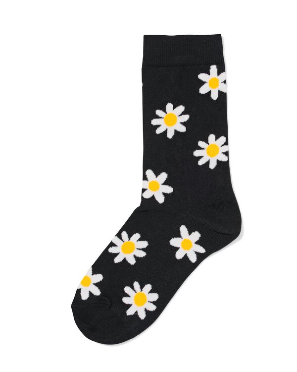 sokken met katoen madeliefjes zwart zwart - 4141105BLACK - HEMA