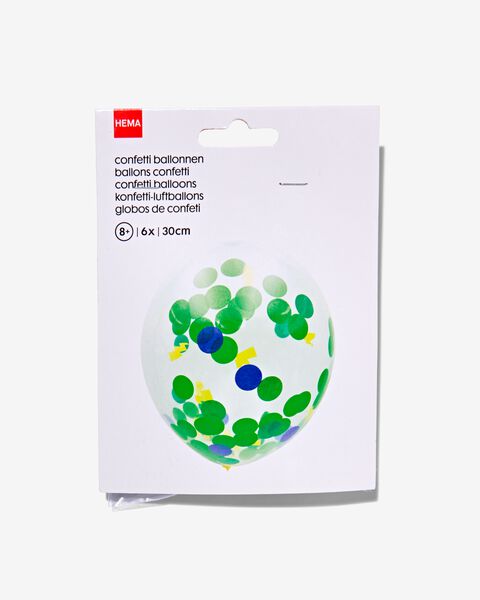 confetti ballonnen 30cm stip/bliksem - 6 stuks - 14200418 - HEMA