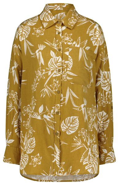 dames blouse Lizzy met linnen geel XL - 36223164 - HEMA