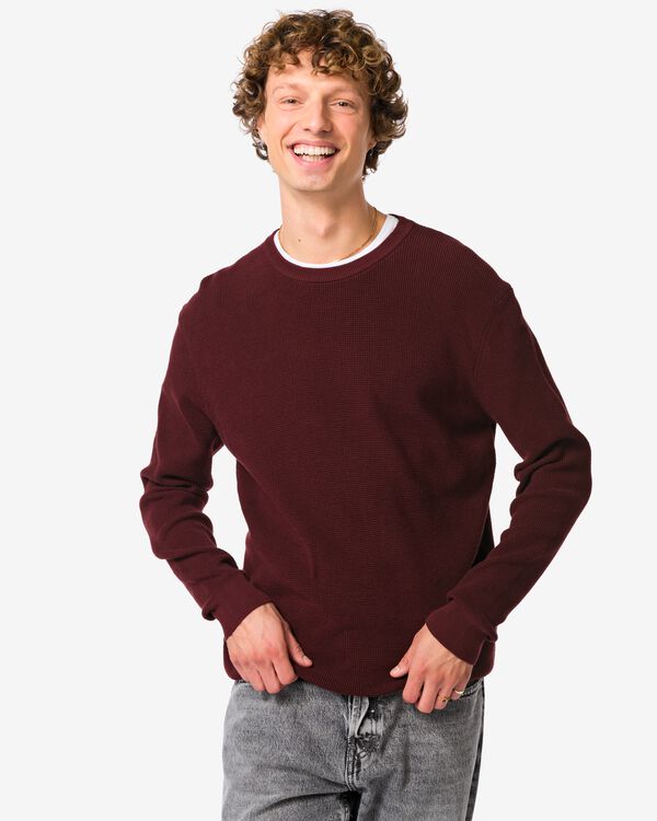 herentrui Lars wafel donkerrood donkerrood - 2140700DARKRED - HEMA