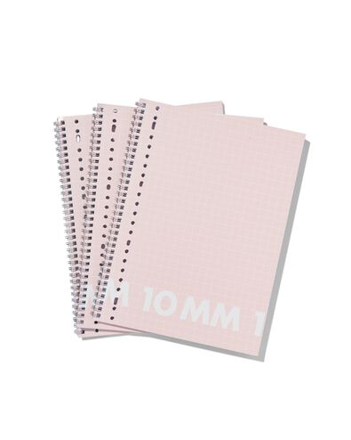collegeblok roze A4 geruit 10mm - 3 stuks - 14101645 - HEMA
