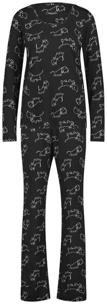 dames pyjama micro zwart zwart - 1000028622 - HEMA
