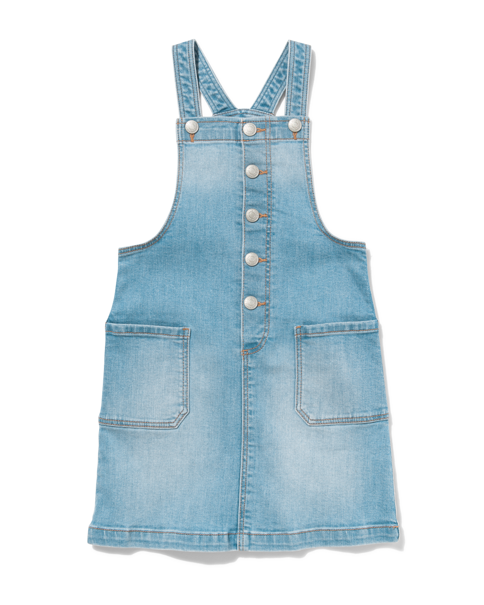 kinder salopette jurk denim lichtblauw lichtblauw - 1000029685 - HEMA
