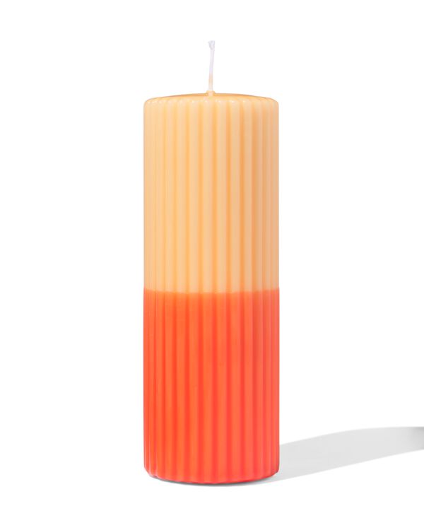 stompkaars Ø7x19cm ribbel lichtoranje-oranje - 13504034 - HEMA