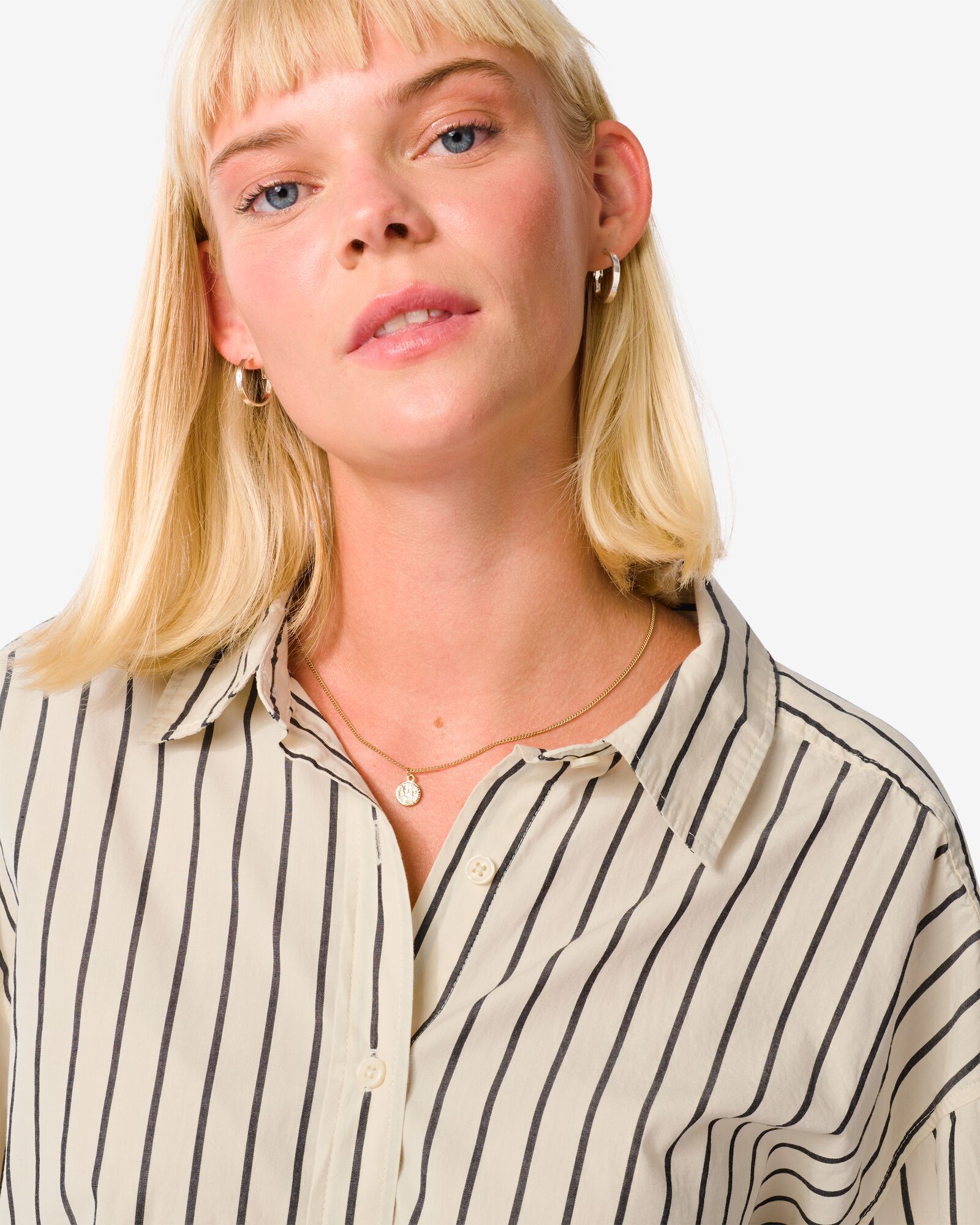dames blouse poplin India wit/zwart wit/zwart - 36238140WHITEBLACK - HEMA