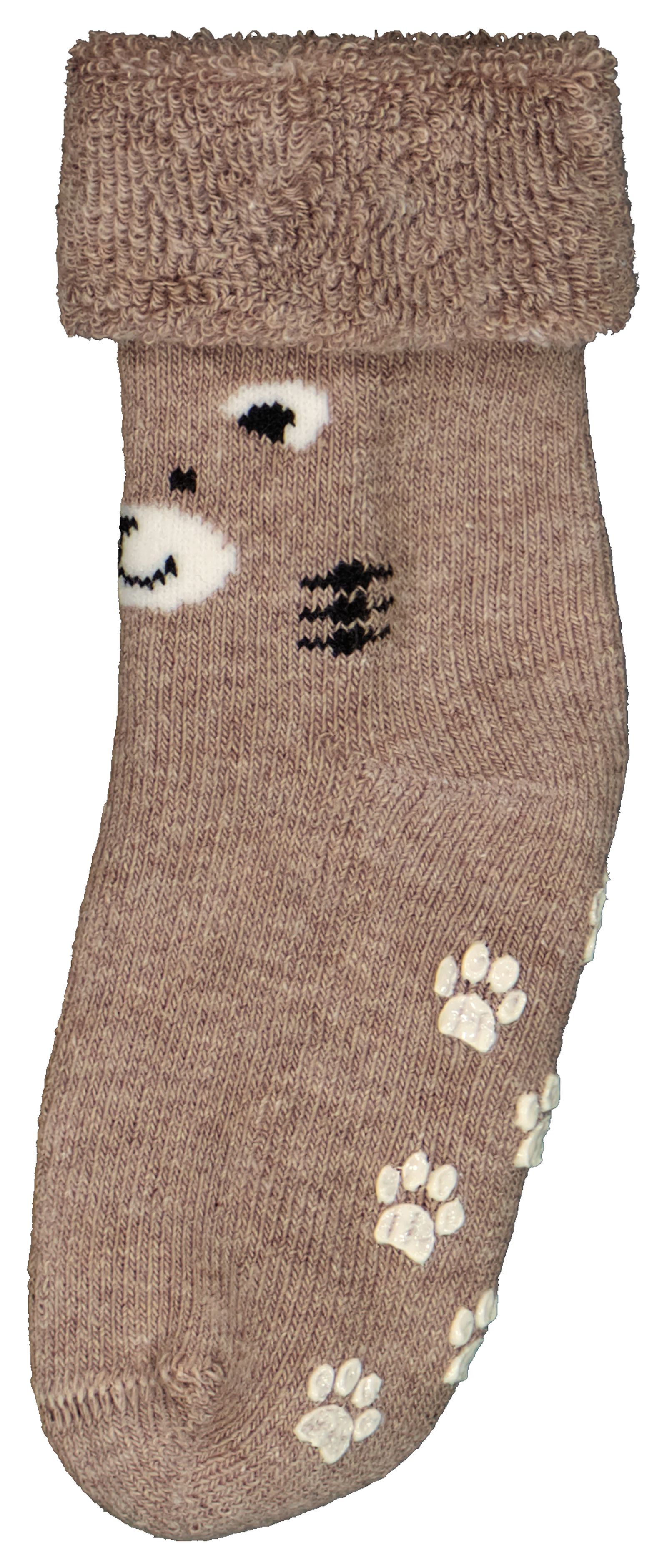 baby sokken met katoen - 2 paar bruin 0-3 m - 4730341 - HEMA