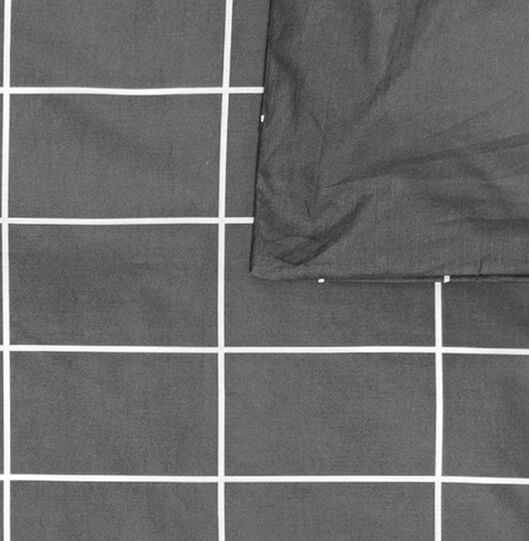 dekbedovertrek - katoen - ruit grijs grijs - 1000016600 - HEMA