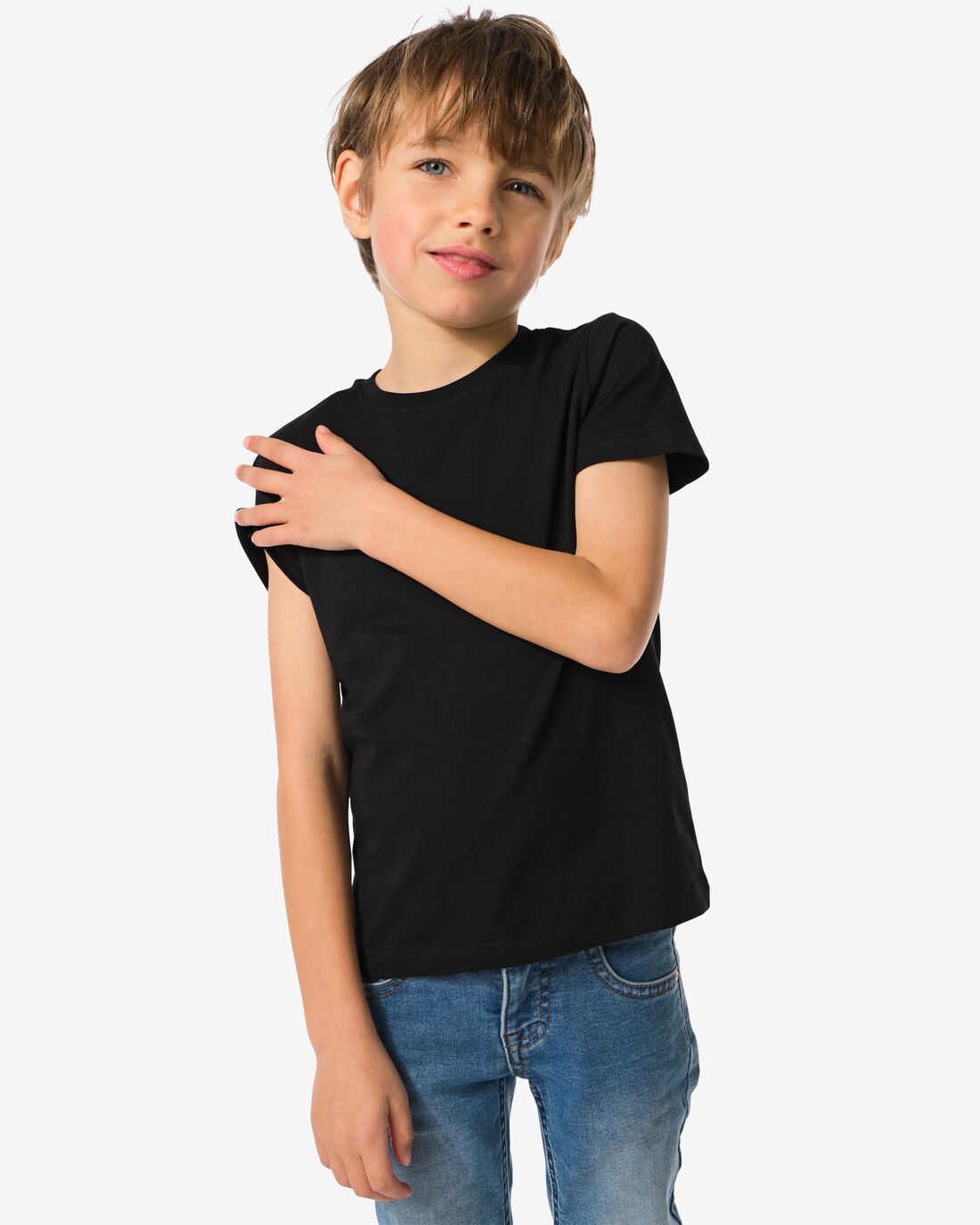 HEMA Kinder Basis T-shirts Stretch Katoen 2 Stuks Zwart (zwart)