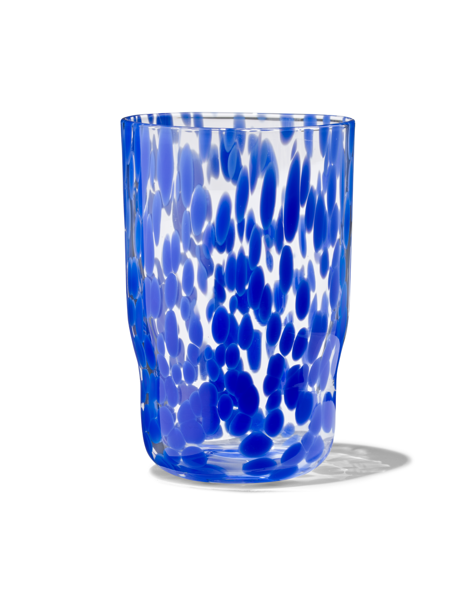 longdrink glas Bergen gevlekt blauw 370ml - 9401092 - HEMA