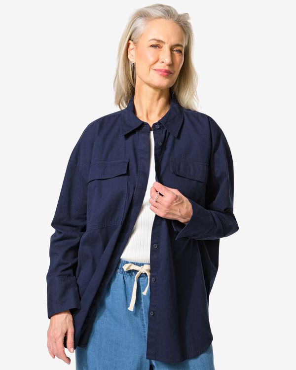 damesblouse Kelsey donkerblauw donkerblauw - 36281355DARKBLUE - HEMA
