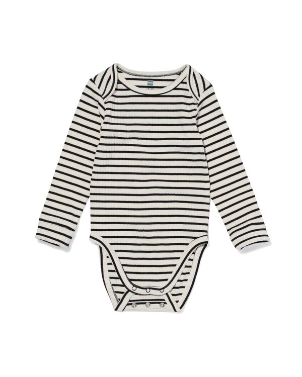 meegroei romper rib met bamboe stretch zwart/wit zwart/wit - 33396120BLACKWHITE - HEMA
